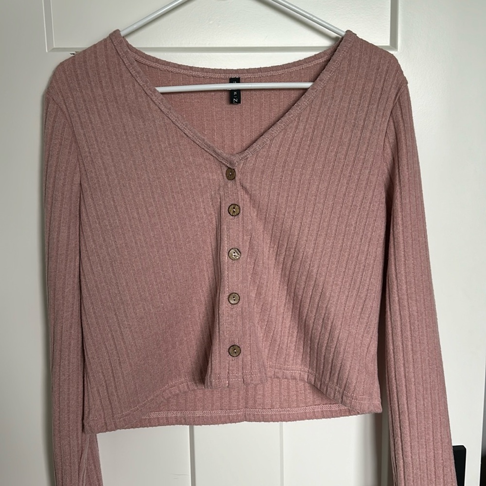 Long sleeve cable knit cardigan top